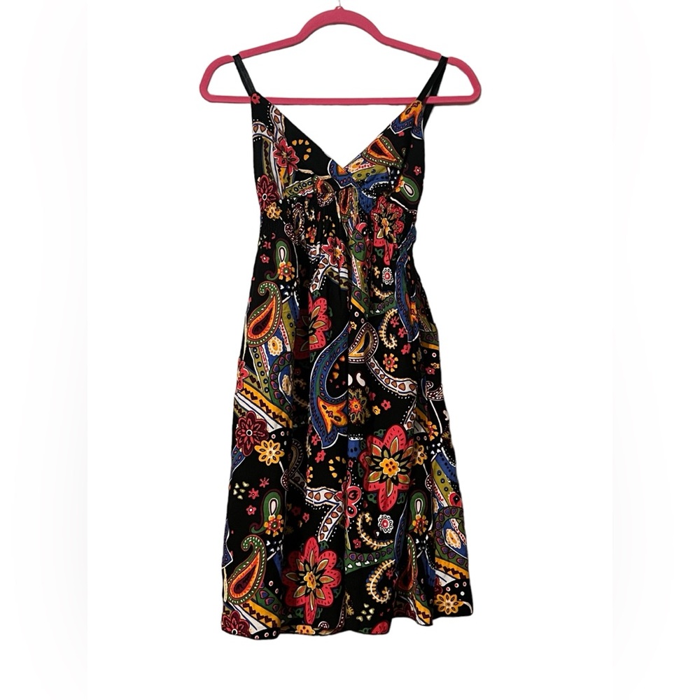 Black Sleeveless Multi Colored Paisley Dress Women’s